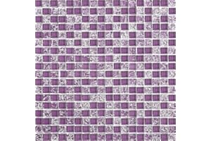 GRAND TAPS Purple Crackle & Plain Glass Mosaic Tiles Sheet (MT0070) (1 Sheet)