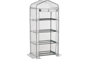 Outsunny 4 Tiers Mini Portable Greenhouse Compact Plant Grow Shed Metal Frame PE Cover 160H x 70L x 50Wcm