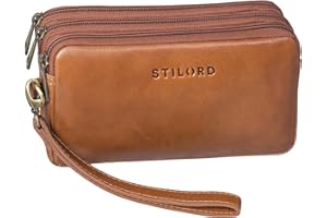 STILORD 'Kenneth' Bolso de Mano Pequeño para Hombre - Organizador de Viaje Vintage, Cartera XXL para Móvil