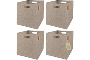 Miqio® Design Aufbewahrungsbox Filz 4er Set | 30x30x30 cm | Organizer Faltbox | Aufbewahrungskorb | Regalbox Kallax Einsatz | Beige