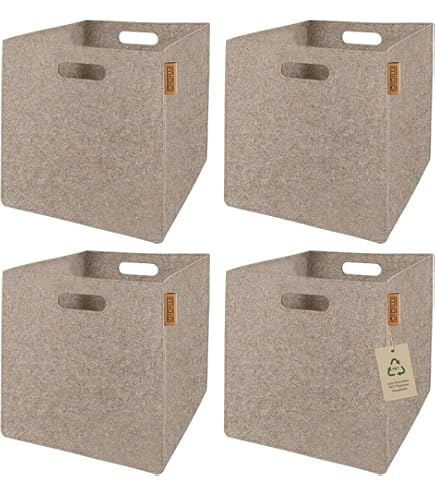 Storage Déco Lot De 2 Paniers Rangement En Feutre - 30x24x20cm Avec Poignées - Pour Vêtements, Jouets, Déco Panier Lavable Machine