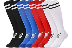 Zuimei 4 Pairs Kids Football Socks,Childrens Football Socks Kids Long Breathable Soccer Socks for Daily Running Training Socks for Kids Girls Boys