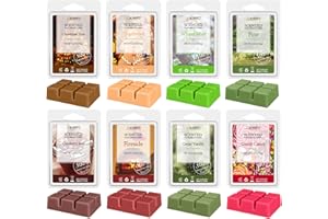 SALUBRITO Winter Wax Melts Strong Scented Candles Gift Set - Cedar Vanilla, Gingerbread, Winter Mint, Cranberry Jam, Pine, Fireside, Christmas Tree, Candy Canes, Long Lasting, 8x2.5oz