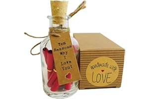 Little Jar of Big Ideas® - Ten Reasons Why I Love You - To The Person I Love - Unique Present - Artisan Handcrafted Gift (Romantic Red)