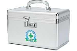 HEWEI WORKS Medication Lock Box with Combination, Lockable Medicine Storage, Security Lock Box for Home and Outdoor (Silver, Medium)