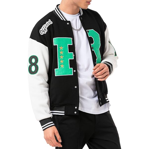 BENLEE Rocky Marciano Francis Veste Homme – Style Baseball Oldschool, Manches Cuir, Logo Dos Imposant