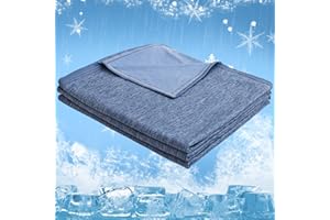 ‎CHOSHOME CHOSHOME Kühldecke Sommerdecke 2 in1 Selbstkühlende Decke Leichte kühldecke mit Japanische Q-Max 0,45 Kühlfasern Kuscheldecke für Menschen Doppelseitige Verwendung Wohndecke Blau 150x200cm