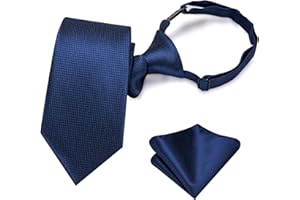 Hi-Tie Silk Boys Tie Set 8-11 Pre-Tied Ties for Boy Blue Red Green Kid Necktie and Pocket Square Set for Wedding