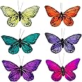 YCHTEWY-Feather Fake Butterfly for Craft Decoration Set of 12 with Wire Wedding Home Flower Pot Christmas Party Spring Home Decor Floral,3.5in 9cm