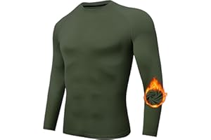 Djtnzdm Maglietta Compressione Uomo Maglia Termica in Pile Maniche Lunghe Invernale Sportivo Fitness Sci Termico Uomo Top