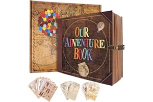 XIONGXIONG Our Adventure Book Scrapbook 146 Pages,With Vintage Locks Photo Album,3d Embossed Cover Design,Travel Scrapbook With Accessories For Anniversary Wedding Holiday Valentines Day
