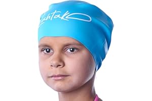 ‎LAHTAK Czepek kąpielowy dla dzieci i młodzieży z długimi, kręconymi włosami, warkoczami, dredami, dla dziewcząt i chłopców, 100% silikon, hipoalergiczny, wodoszczelny