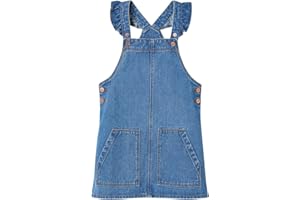 VERTBAUDET Robe salopette en jean bretelles volantées fille