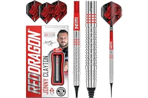 ‎RED DRAGON RED DRAGON Jonny Clayton Original Professional Tungsten Dartset mit Flights und Stielen