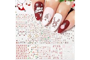 Nicedeco Natale Adesivi Unghie 15 Fogli, 3D Nail Art Stickers Auto Adesivi Decalcomanie Autoadesive DIY Decorazioni Unghie Nail Art Nail Stickers - 005