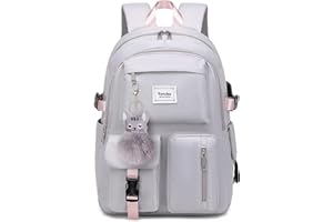 Ternbay Mochila Escolar Niña Mochila Portátil Mujer Bonita Mochila Escolar para Niña Gris