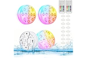‎BRIZLABS BrizLabs Unterwasser Licht, 16 Farben Unterwasser Leuchte 13 LEDs Pool Beleuchtung Wasserdicht mit Fernbedienung RGB Garten Party Lichter für Schwimmbad Teich Badewanne Vase Aquarium Brunnen, 4 Stück