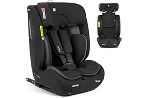 KIKKA BOO KikkaBoo Silla de Coche Bebe ISOFIX Grupo 1 2 3 (9-36 kg) i-FLIT, de 15 Meses a 12 Años, Seguridad SPS, Reposacabezas Ajustable, Top Tether, 12 Posiciones Reposacabezas, Negro