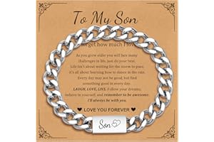 FLHEART Mens Bracelet Dad Son Gifts - Stainless Steel Cuban Chain Bracelets for Boys Daddy Brother Grandson Teenage, Men's Jewellery for Graduation Father's Day Anniversary, Present for Christmas Birthday