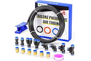 TAILONZ PNEUMATIC Black 4mm OD 2.5mm ID Polyurethane PU Air Hose Pipe Tube Kit 10 Meter 32.8ft