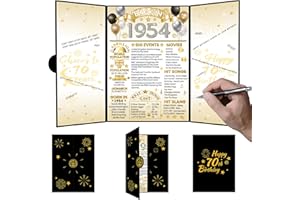 HOMANGA 70th Birthday Decorations for Men and Women, Big 70th Creative Guest Book, 70th Birthday Anniversary Poster, Back in 1954 Party Decoration Supplies, 70th Gifts for Men and Women, about A4 Size