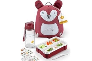 LAUBGOLD® Kindergartenrucksack Mädchen u. Jungen Set inkl. Brotdose u. Trinkflasche mit Stickern | BPA-freies Set | Rucksack Kindergarten Mädchen | Reflektoren, Brustgurt, Leicht | Kinderrucksack