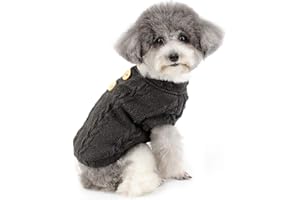 ZUNEA Pull Chaud pour Petit Chien Chiot Pull-Overs Manteau d'hiver Doublé Polaire Motif Tricot Chat Veste Vêtements pour Animaux Chihuahua Yorkshire Gris S