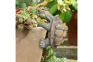 YARTEIM Miniteich Deko Schildkröte Figur,Kreativer Schildkröten Blumentopf Hänger,Schildkröte Gartendeko Für Draußen Wetterfest,Schildkröten Deko Teich Figuren,Tier Hängend Harz Statue Für Brunnen Teichdeko