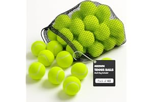 Meown Tennis Balls - Pack of 12,24,36,48 | Ideal for Sports, Dog Training & All Courts | Mesh Bag Included | Pressureless Practice Balls