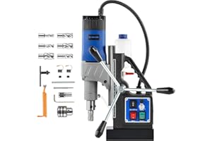 ZELCAN 1550W Trapano a Colonna Magnetico con 6 Punte 13000N Trapano Magnetico a Foratura di 50mm Corsa di 23cm 580 rpm Controllo Reversibile Velocità Continuo per Superfici Metalliche