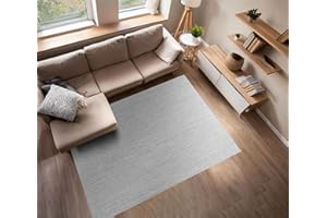 STORESBASIC Alfombra Vinilica Antideslizante, Lavable y Resistente a Manchas, Tejido Trenzado y Sin Pelo, Alfombra de Vinilo Interiores y Exteriores, Gris Lisa 80x150