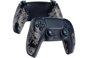 Controller-Griffe für PS5 DualSense, kompatibel mit Playstation Portal, Skin-Kit, Anti-Rutsch, Multi-Textur, Schweißabsorption, vorgefertigte Griffstreifen, von SHADOW BOOLT (Schwarz, Gold & Silber)