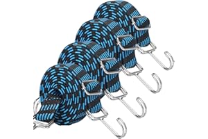 JETAINE Adjustable Bungee Cords With Hooks, 4pack Heavy Duty Bungee Straps, 80cm Extra Long Flat Elasticity Rope, Rubber Elastic Straps with Buckle for Bike Motorcycle Car Camping Luggage Roof Racks