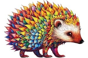 CHARMIBLE Wooden Jigsaw Puzzles for Adults, 35x25.5cm Hedgehog Wooden Puzzles with Box, Wooden Puzzles for Adults, Perfect for Home Decor and Family Game (Cute Hedgehog - 260pcs)