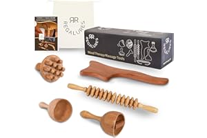 REGALURES kit de maderoterapia abdomen corporal - 5 masajeadores - abdomen profesional - copa sueca maderoterapia - rodillo - tabla moldeadora maderoterapia - masajes linfatico con madera