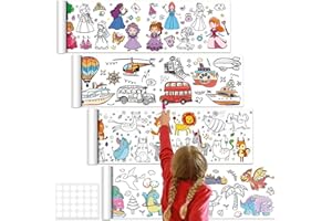 ORIZIZHIC 4 Pack Colouring Drawing Paper Roll for Kids, 3m x 30cm Children's Drawing Roll with Double-Sided, Coloring Paper Roll DIY Painting Color Filling Paper for Toddler Drawing