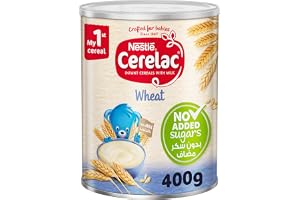 Cerelac Nestle Wheat, Infant Cereals with Milk, No Added Sugars, From 6 months, Tin, 400g