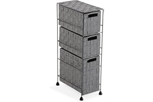 VERSA Mannheim Szafka łazienkowa, Szafka łazienkowa Oszczędność miejsca, Szafka, Komoda z 3 szufladami do organizowania, wymiary 57 x 28 x 15,5 cm, Nylon, Kolor Szary