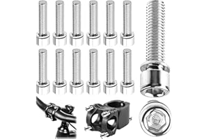 TXXATX 12 Pieces Bike Bolts M5 x 20 mm Bike Stem Fixed Screws with Washers 304 Stainless Steel Handlebar Stem Screws Silver Bike Disc Brake Caliper Bolts with 4 mm Allen Key for Road Mountain Bike
