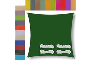 UFAMILUK sun sail 3m x 3m waterproof square 95% uv block breathable garden sails for garden shade pergola activities lawn canopy DarkGreen