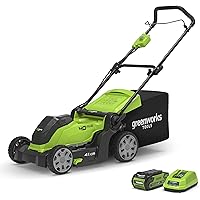 Greenworks Akku-Rasenmäher G40LM41K2 (Li-Ion 40V 41cm Schnittbreite bis 600m² Mähfläche 2in1 Mulchen & Mähen 50l…