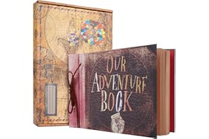 COMBIUBIU Our Adventure Book Scrapbook Photo Album,11.6x7.5 Inches 80 Pages Up Scrapbook Photo Album 3D Embossed Words Hard Cover Memory Books for Mother's Day Anniversary,Valentine's Day Gifts（B）