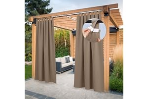 PONY DANCE Rideau Thermique - Rideaux de Fenêtre Occultants Draperies Tombé Lourd Lumineux Bloquer Imperméable à Pattes Intérieur/Extérieur, L 132 x H 243 cm, Taupe, 2 Pièces