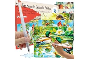 QUOKKA 10PACK Water Painting Dementia Activities for Seniors – Songbird Serenity – Alzheimers Products for Elderly - Activities for People with Dementia - Crafts for Seniors