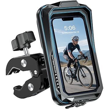 FOREVER - Supporto Bici Per Smartphone Rotante Con Custodia Xl Impermeabile, Nero