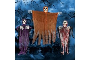 TIMIYOU Halloween Decoracion Terror 3 Piezas Esqueleto de Halloween Colgante Fantasma Decoración Grande Decoraciones Colgantes para Al Aire Libre Fiesta de Halloween, Casa Encantada, Eecoración de Jardín