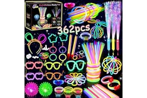 ZYCBERNOI 362 PCS Glow Sticks Party Packs for Children, Glow in the Dark Party Supplies, Glow Sticks Bulk DIY Glow Necklaces Glasses Bracelets Headband, Party Supplies, New Years Eve Party Accessories