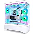 FOIFKIN PC Case - Pre-Installed 5 PWM ARGB Fan, ATX Mid-Tower Gaming PC Case, F1 (White, F1)