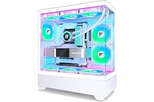 FOIFKIN F1 Boitier PC - Pré-équipé de 6 Ventilateurs PWM ARGB, Boitier PC de Jeu ATX Mid-Tower, avec Type-C (Blanc)