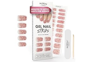 MOYOU LONDON Semi Cured Gel Nail Strips - 20 Pcs. Waterproof Gel Nail Wraps, Cures in Sunlight or UV/LED Lamp, Lasts Up to 2+ Weeks, Stretchable, Easy to Apply & Remove, Vegan & Cruelty-Free